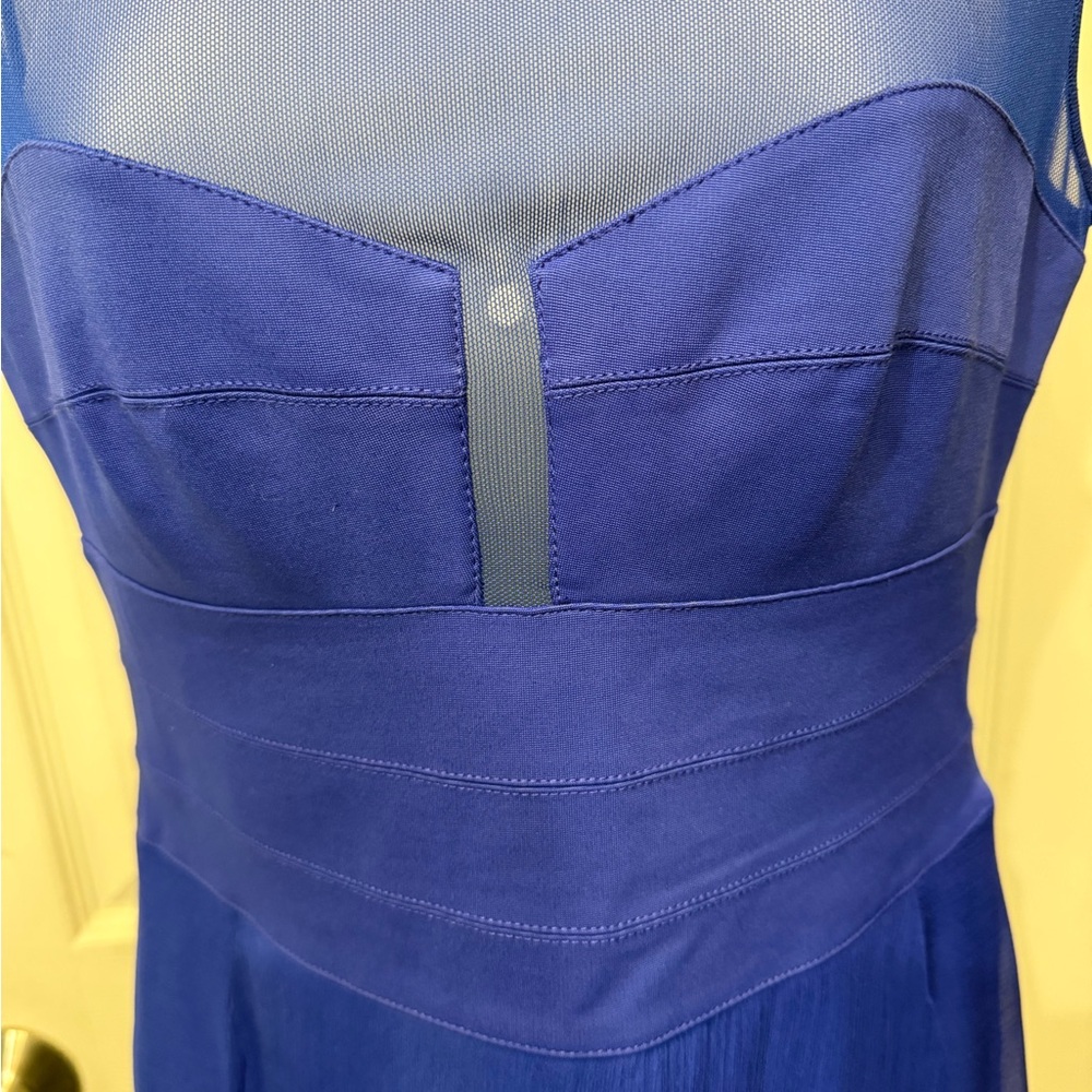 “Prom” BCBGMaxAzria Royal Blue Sheer Mini Dress - Picture 3 of 5